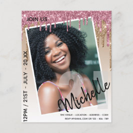 バジェット21th誕生日フォトドリッピンググリッター招待状