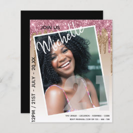 バジェット21th誕生日フォトドリッピンググリッター招待状