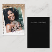 バジェット21th誕生日フォトドリッピンググリッター招待状 ノートカード (正面/裏面)