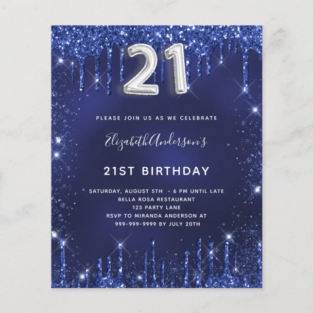 バジェット21th birthday blue silverグリッター (正面)