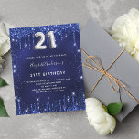 バジェット21th birthday blue silverグリッター<br><div class="desc">21モダン歳のスタイリッシュ誕生日パーティーへの魅力的な招待。ネイビーブルーの背景飾とグリッターフェイクダスト。青い色が不均一だ。名前とパーティー・詳細のパーソナライズおよび追加21番はバ書ロンスタイルフォント、台本、銀色。</div>