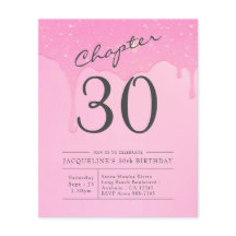 バジェット30thバースデーピンクグレー招待状