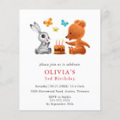 バジェット3rdバースデーテディベアバニー招待状 (正面)