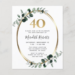 バジェット40th誕生日ユーカリ金ゴールドパーティー招待状
