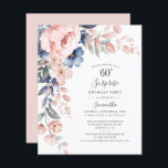 バジェット60th誕生日ピンクフローラパーティの招待状<br><div class="desc">Dusty Blue Pinkフローラサプライズ60thバースデーパーティーの予算の招待カスタマイズは、の「パーソナライズ」ボタンを使用して、お使いのパーティー詳細で簡単にクリック行うことができる。</div>