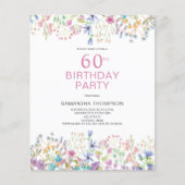 バジェット60th誕生日ピンクフローラ招待状 チラシ (正面)