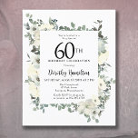 バジェット60th誕生日ホワイトフローラ招待状<br><div class="desc">60歳エレガントの誕生日パーティーの招待状には、白い花と深いの緑の花の植物性の枠が含ま葉れている。誕生日の人の名前はスクリプ書ト文字で伝統的ある。すべての文字は簡単に編集でき、正しい祝言のトーンを作成する。</div>