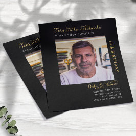 バジェット70th誕生日ブラック招待状 チラシ