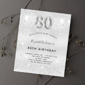 バジェット80th誕生日シルバーグリッター招待
