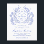バジェット80th誕生日ブルーフローラクレスト<br><div class="desc">ヴィンテージエレガントブルーのフローラクレストは、この永遠の誕生日の招待の中心ステージを取る。フォーマル華美感じとフェミニン、どんな誕生日の女性も特に特別なことになる。調整パーティー供給が利用可能。</div>