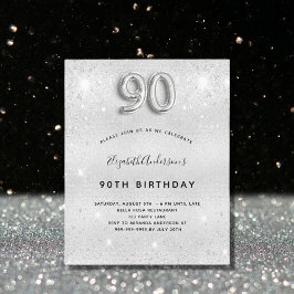 バジェット90th誕生日シルバーグリッター招待