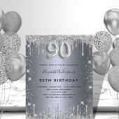 バジェット90th誕生日シルバーグリッター招待