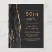バジェット90th誕生日ブラック金ゴールドアガテダーク招待状 (正面)