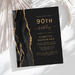 バジェット90th誕生日ブラック金ゴールドアガテダーク招待状<br><div class="desc">この離れ誕生会の端はエレガント、黒い水のモダン色のアグレは金ゴールドグリッターでトリム縁どを備えている。カスタマイズ可能な文字は、金ゴールド色の手書き入力、コピープレートおよび斜体のフォントを石板の黒い背景に組み合わせる。裏面は、一致する黒と金ゴールドゲートデザインを備える。</div>