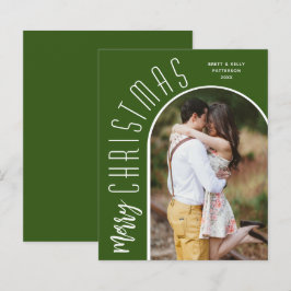 バジェット・アーチ型メリークリスマス・グリーン・フォト・カード