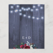 バジェット ウィンター バーガンディ フラワル ウェディング インビテーション (裏面)