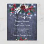 バジェット ウィンター バーガンディ フラワル ウェディング インビテーション (正面)