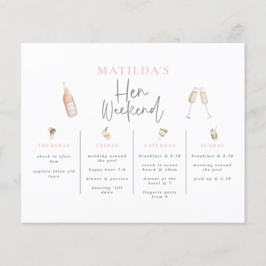 バジェット・ウォーター・カラーのカクテルシャンパンで週末 チラシ (正面)