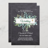 バジェット・カトリック結婚クリスチャンの緑の招待状 招待状 (正面/裏面)