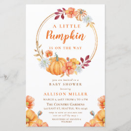 バジェット・カボチャの赤ちゃんシャワー招待状