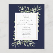 バジェット・グリーン・ネイビー結婚・ブルーの写真招待状 (正面)