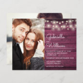 バジェット ストリング ライト ワインレッド フォト ウェディング 招待状 (正面/裏面)