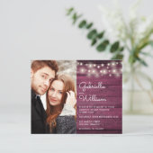 バジェット ストリング ライト ワインレッド フォト ウェディング 招待状 (スタンド正面)