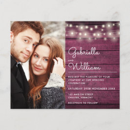 バジェット ストリング ライト ワインレッド フォト ウェディング 招待状