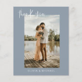 バジェット・ダスティー結婚・ブルーの写真サンキューカード チラシ (正面)