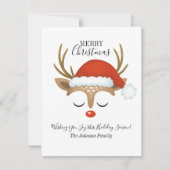 バジェット・トナカイの休日の写真クリスマス ノートカード (正面)