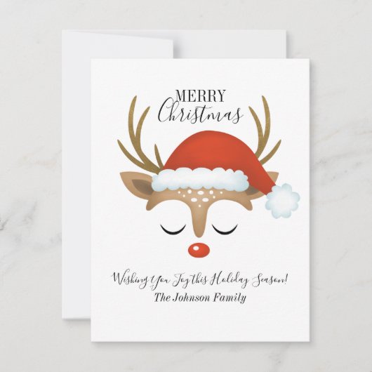 バジェット・トナカイの休日の写真クリスマス ノートカード (正面)