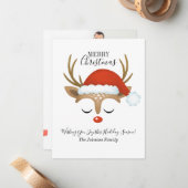 バジェット・トナカイの休日の写真クリスマス ノートカード (正面/裏面インサイチュ)