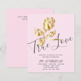 バジェット トレンディング トゥルー ラブ ゴールド ローズ ウェディング インビテーション