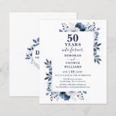 バジェット・ネイビー50周年結婚招待状 (正面/裏面)