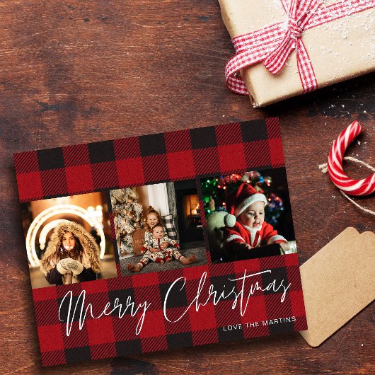 バジェット バッファロー チェック 3 フォト メリークリスマス チラシ