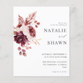 バジェット バーガンディー＆ピンク フラワー 8A ウェディング チラシ (正面)