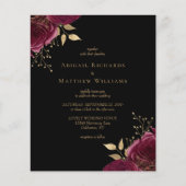 バジェット バーガンディ ゴールド フラワー ブラック ウェディング (正面)