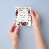 バジェット バーガンディ & ダスティ ピンク フローラル 5 ウェディング チラシ (手)