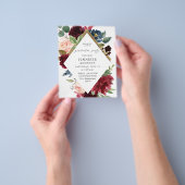 バジェット バーガンディ ネイビー & ブッシュピンク 卒業パーティー チラシ (手)