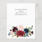 バジェット バーガンディ ネイビー & ブッシュピンク 卒業パーティー チラシ (裏面)