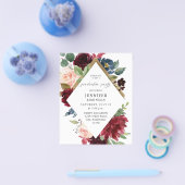 バジェット バーガンディ ネイビー & ブッシュピンク 卒業パーティー チラシ (シングル)