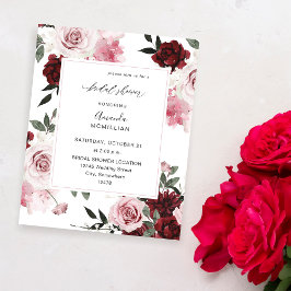 バジェット バーガンディ & ピンク 6 花のブライズシャワー チラシ