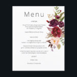 バジェット バーガンディ マーサラ & ピンク フローラル メニュー - ホワイト<br><div class="desc">封筒なし、フライヤー版。 **マットは非常に薄い紙

この紙の招待状で正式な招待状にかかる費用を節約しましょう。バーガンディ マーサラ & ブッシュ ピンク フローラルのメニューでゲストを素晴らしい結婚式に備えさせましょう。 

より大きなカード、より厚い紙でこのデザインを望むなら、私たちのコレクションをチェックしてください。 https://www.zazzle.com/collections/burgundy_marsala_blush_floral_invitation_suite-119555030142868232?rf=238937196885903396</div>