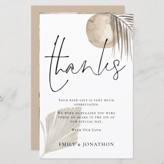 バジェット・パンパ結婚スグラスの3枚の写真引用文感謝してい (正面/裏面)