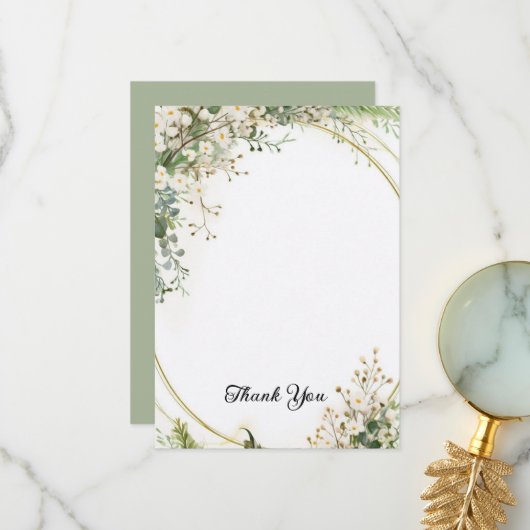 バジェット パープル フラワーズ ブリジャートン ブライダル シャワー サンキューカード (正面/裏面インサイチュ)