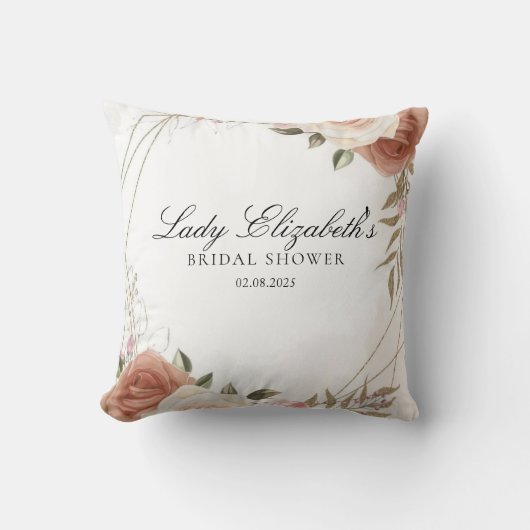 バジェット パープル フラワーズ ブリッジトン ブライダルシャワー クッション (正面)