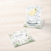 バジェット パープル フラワーズ ブリッジトン ブライダル シャワー スクエアペーパーコースター (インサイチュ)