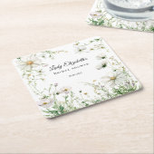 バジェット パープル フラワーズ ブリッジトン ブライダル シャワー スクエアペーパーコースター (アングル)