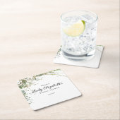 バジェット パープル フラワーズ ブリッジトン ブライダル シャワー スクエアペーパーコースター (インサイチュ)