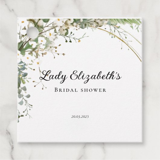 バジェット パープル フラワーズ ブリッジトン ブライダル シャワー フェイバータグ (正面)